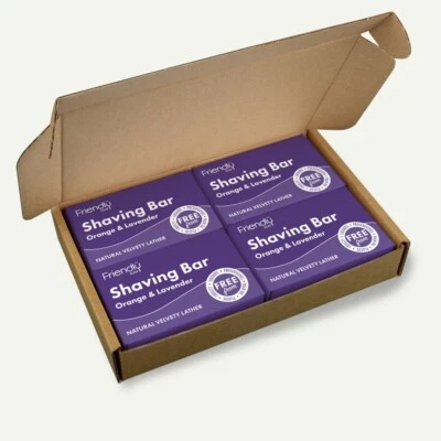 4 x FRIENDLY SOAP-SHAVING BAR | ORANGE & LAVENDER | 15% OFF RRP