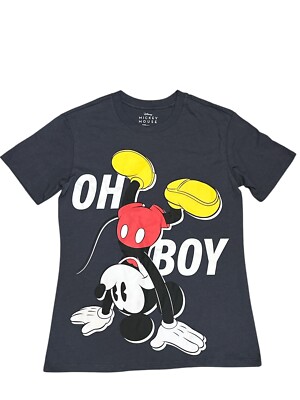 Disney Mickey Mouse Upside Down Handstand ''Oh Boy'' Gray T-Shirt Size XS Cot/Poly