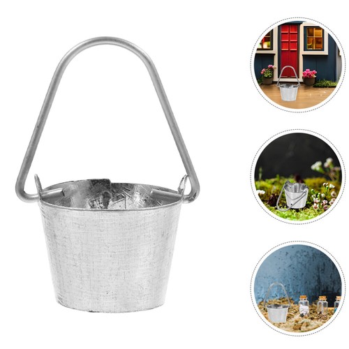 3 Pcs Bucket Model Miniature Buckets Dollhouse Water Pretend Ornament Pail