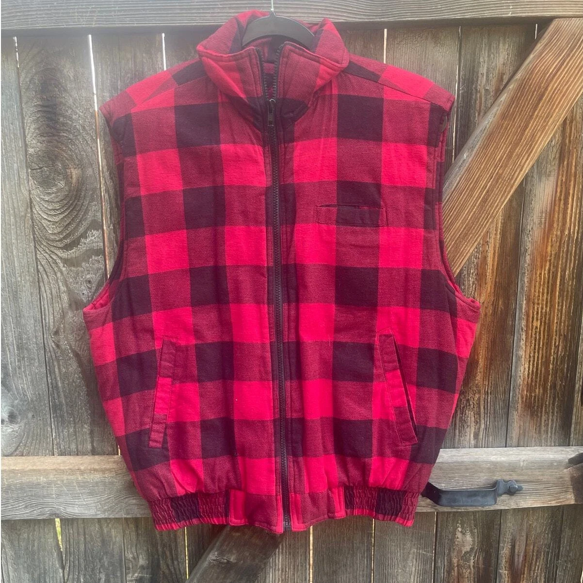VTG y2k buffalo check puffer VEST Ozark Trail men Cotton Outdoor camp