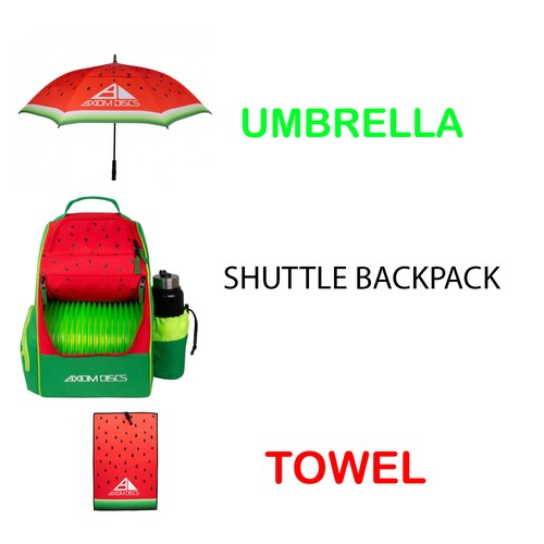Axiom Discs Watermelon Shuttle Disc Golf Pack Melon Bag, Umbrella, Towel MVP - 第 1/5 張圖片