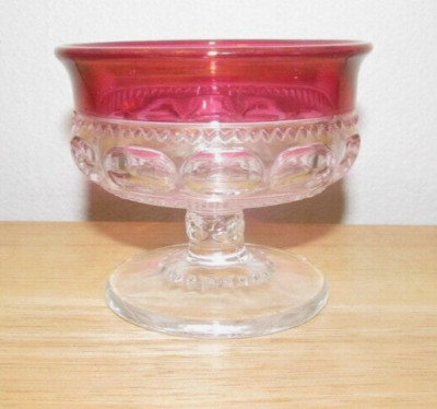 Vintage Kings Crown Cranberry Thumbprint Sherbet Ice Cream Glass