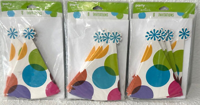 Lot of 24 New in Package Hallmark Birthday Party Hat Invitations and Envelopes
