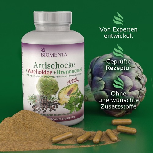 (119,93€/1kg) Alcachofa BIOMENTA + Enebro + Ortiga -1500mg Alcachofa - Imagen 6 de 10