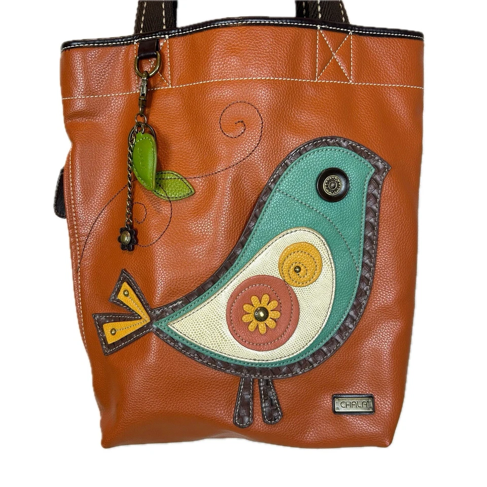 Bolso de Hombro CHALA TWEET Perdidge Bird Hobo Cuero Vegano Naranja Cartera Usado en Excelente Condición Foto 2 de 4