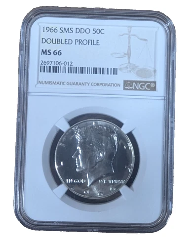 1966 50C SMS DDO Kennedy Half Dollar NGC MS 66 Doubled Profile New Holder