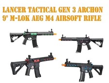 Lancer Tactical Gen 3 Archon 9" M-LOK AEG Airsoft Rifle w/Delta Stock 380FPs Gun