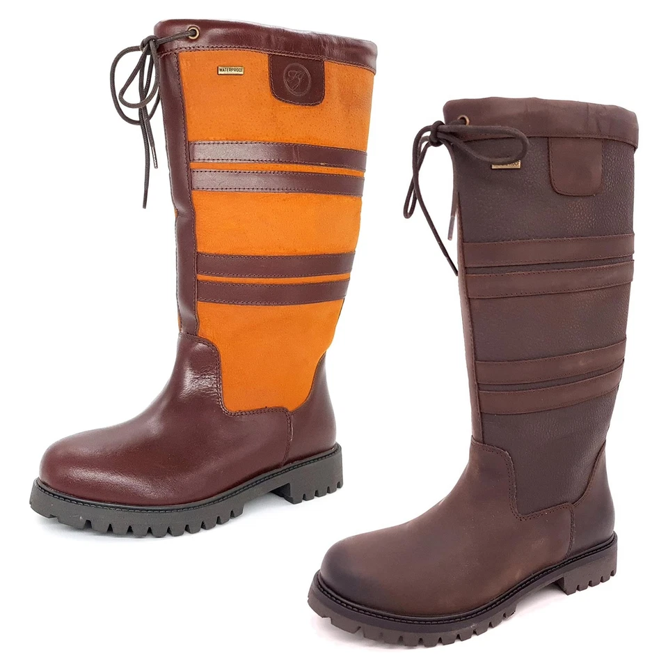 Wasserdichte Leder Landstiefel Frank James Burghley Herren Damen Braun Größe
