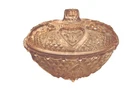 Vtg Bowl Pink Depression Glass Candy Dish Lid Footed KIG Malaysia Vanity