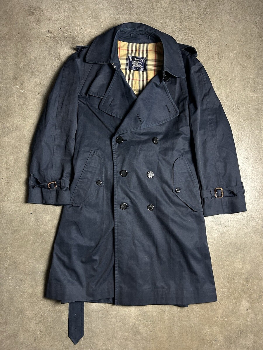 コート Burberry Double-Breasted Check Twill Trench Coat Vintage Burberry Navy Double Breasted Nova Check Trench Coat