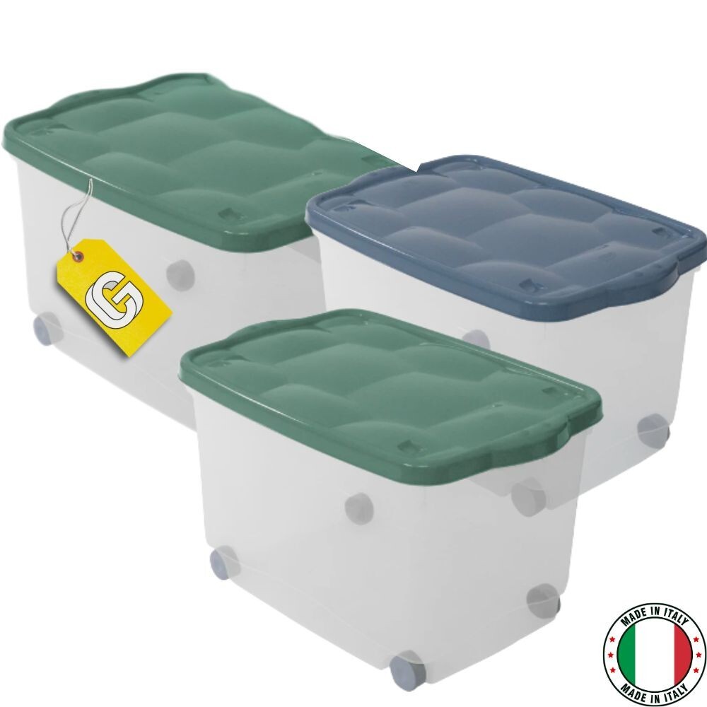 Set 3 Contenitori Giocattoli e Vestiti 60x40x36 con Ruote