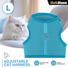 Blue Adjustable Cat Pet Harness Breathable Mesh Adjustable Walking Kitten Chest