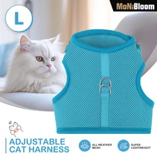 Blue Adjustable Cat Pet Harness Breathable Mesh Adjustable Walking Kitten Chest