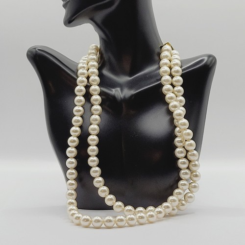 Unique Napier Double Strand Faux Pearl Multi Gold Tone Clasp Vintage Necklace - Picture 21 of 23