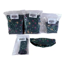 5 pc Retired Longaberger Emerald Vine-Lg Picnic Liner, Serving Tray Liner + More