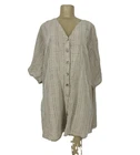 Jacque & Koko Plus Size 22/24 Women Button Up Short Sleeve Shirt Linen Blend Z26