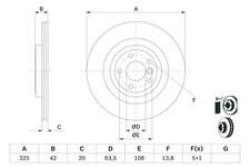 2x BOSCH Disque de frein Arrière pour LAND ROVER Discovery Sport (L550) 325mm