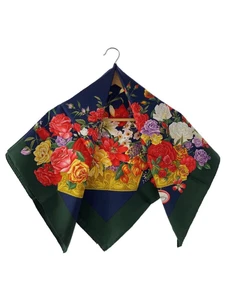 Foulard GUCCI en soie bleu marine à fleurs femme