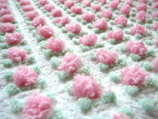 Vtg Morgan Jones Pink Rosebud Bedspread Fabric Piece 24X18 Inches Excellent! A+