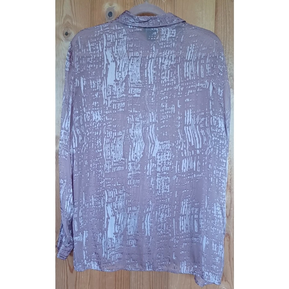 Blusa túnica para mujer NY & CO seda Burn Out terciopelo abotonada XL rosa pastel Y2K Foto 4 de 4