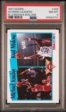1991 HOOPS M.JORDAN/K.MALONE #306 SCORING LEADERS PSA 8