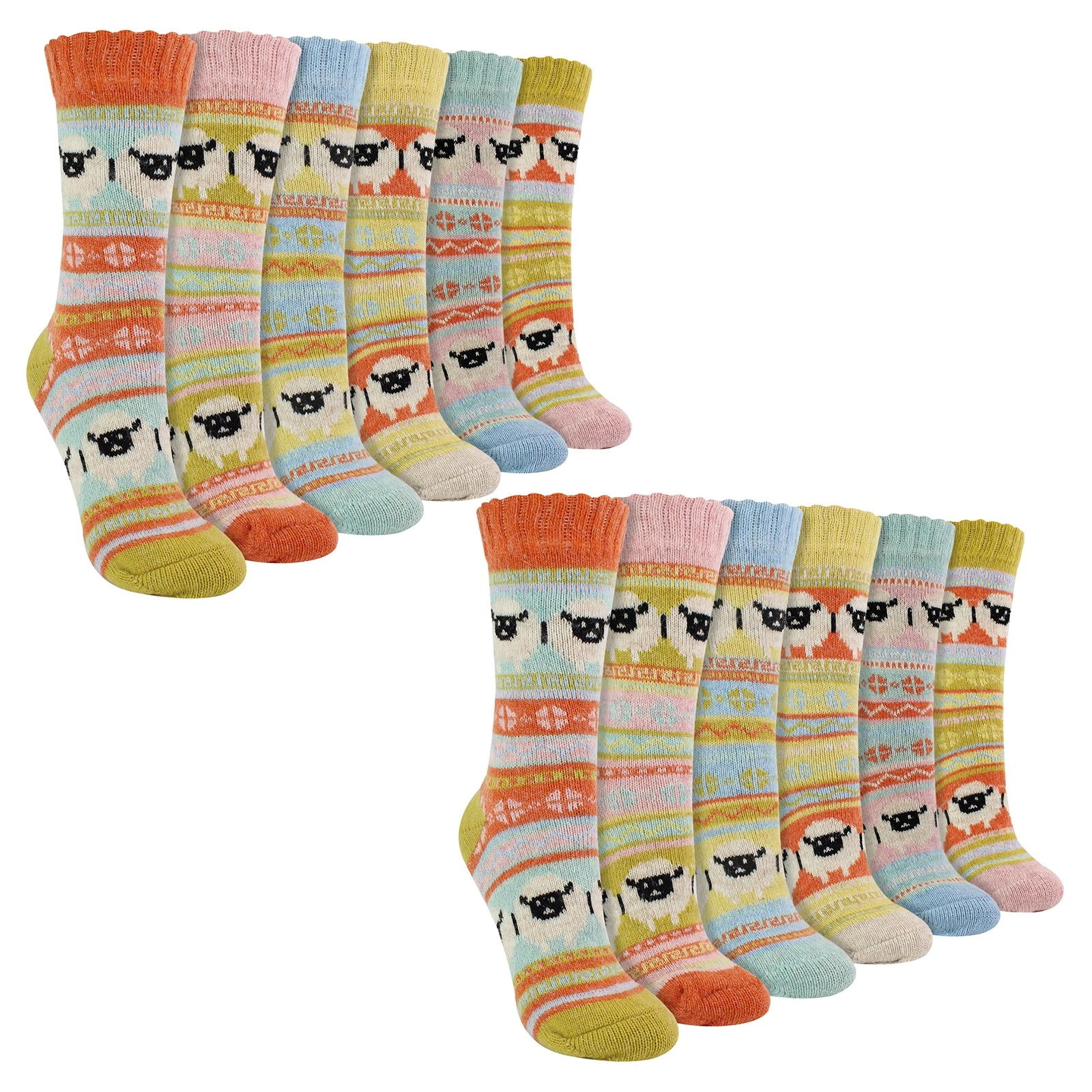 Ladies 12 Pack Alpaca Socks with Sheep Pattern