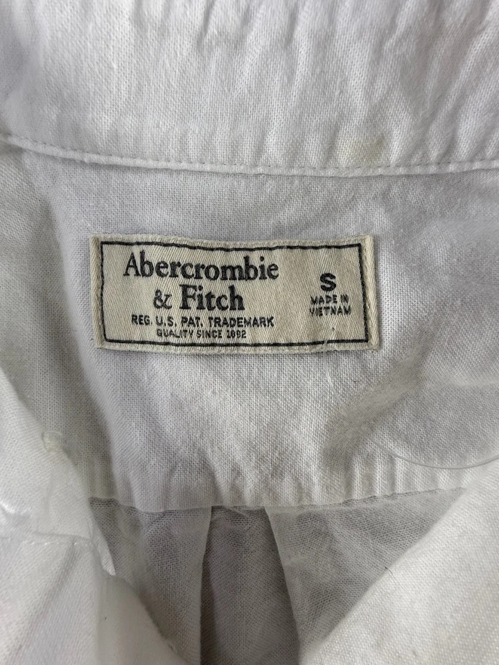 Camisa Abercrombie & Fitch Para Hombre S Blanca Manga Larga Oxford Elastizada Informal Clásica Foto 2 de 4