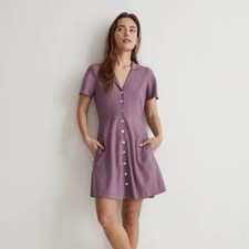 Madewell Size 12 Kacie Mini Shirtdress in Antique Purple
