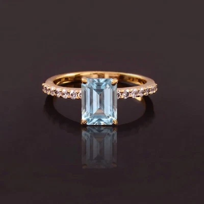 Natur Teal Blue Saphir 4,25 Ct 14k vergoldete Silber Ring Jubiläum Größe 7 - Bild 1 von 3