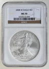 2008-W American Silver Eagle S$1 NGC MS70 (Brown Label)