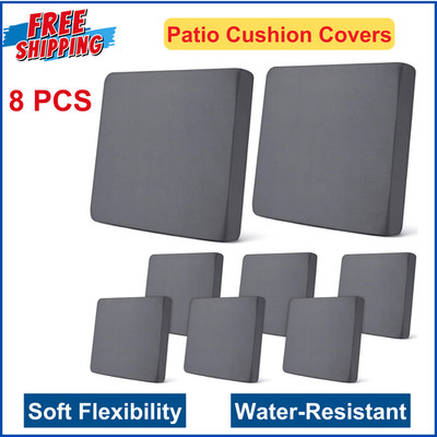 8 Pcs Stretch Patio Outdoor Cushion Covers Washable Furniture Sofa Waterproof