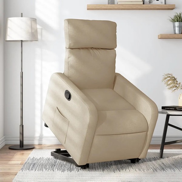 Relaxsessel Mit Aufstehhilfe Stoff Creme Senioren Sessel Fernsehsessel-image