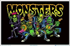 Monster Rock by Dirty Donny Flocked Blacklight Poster - 35" x 23"