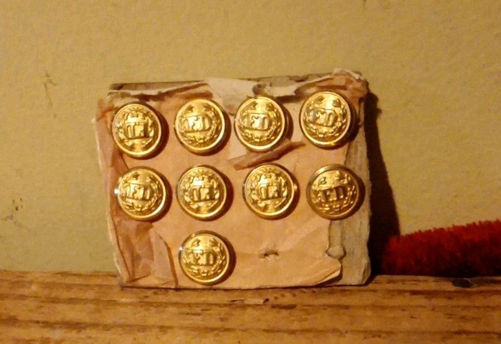 Fire department brass uniform buttons