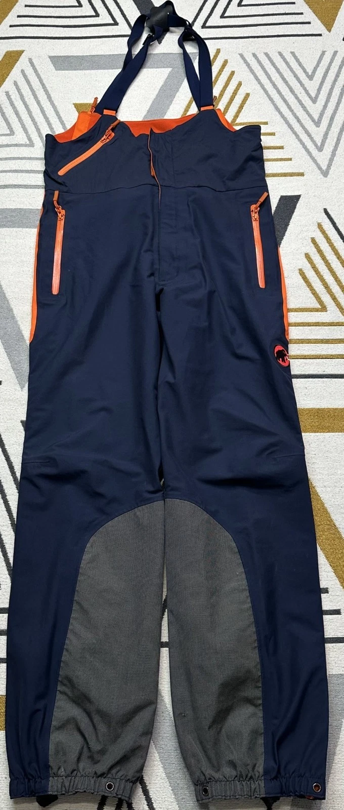 Mens Mammut Extreme Gore Tex Pro Bib Pants Salopettes Navy Orange Size L