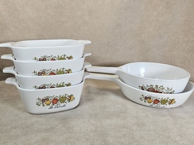 Vintage Spice Of Life Corning Ware 4 Small Casserole Dishes 2 Small Skillets MCM
