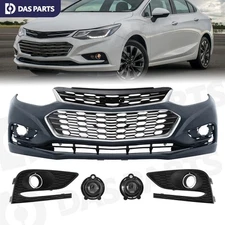 For 2016-18 Chevy Cruze Front Bumper Grille Grill Set w/Fog Light/Tow Hook Cover
