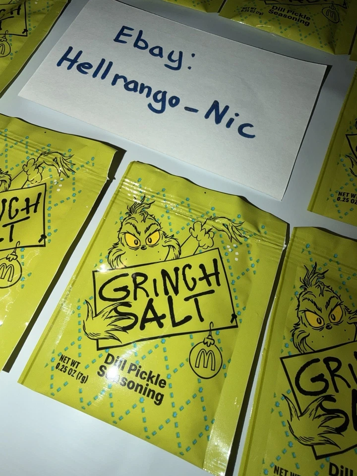 McDONALD'S 2025 GRINCH SALT French Fry Dill Pickle Seasoning (Lot of 10 packets) - Image 3 of 4