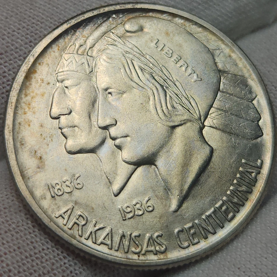 1938-D Arkansas Commemorative Half Dollar, Low Mintage Of 3,155, Unc BU, CH~ARK1 - Image 3 of 4