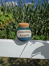 Blue Tumbleweed Pottery With Cork Top -Guardian Angels