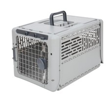 19  Inch Collapsible Plastic Dog Kennel XS Gray for Pets up to 20  lbs