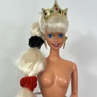 Vtg Jewel Hair Mermaid Barbie Doll 1995 Super Long Hair Crown Earrings