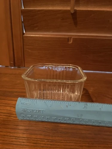 Federal Glass Ribbed Square Refrigerator Dish - BOTTOM ONLY - Vintage