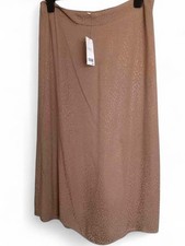 BNWT Next Brown Beige Satin Leopard Print Midi Skirt - Size 10