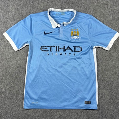 Nike Manchester City 2013-14 Home Jersey Javi 7 Sky Blue Mens Small Soccer Shirt
