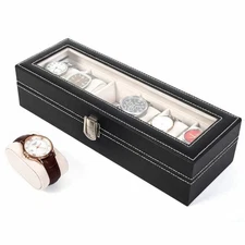 🔥6 Slot Jewelry Box Display Case Watch Box Watch Case PU Leather Box Gift🔥