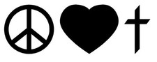 PEACE LOVE FAITH VINYL DECAL STICKER RELIGIOUS JESUS GOD