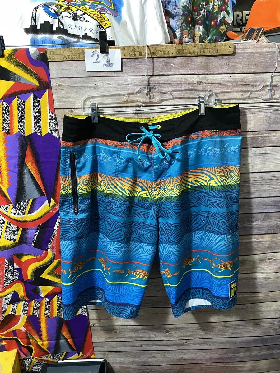 Pelagic Mens 38 Board Shorts Carol Lynne Artwork Colorful Tribal