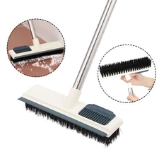 Floor Scrub 2 in 1 Brush Deck Brush Push Broom Extendable Handle Stiff Bristle
