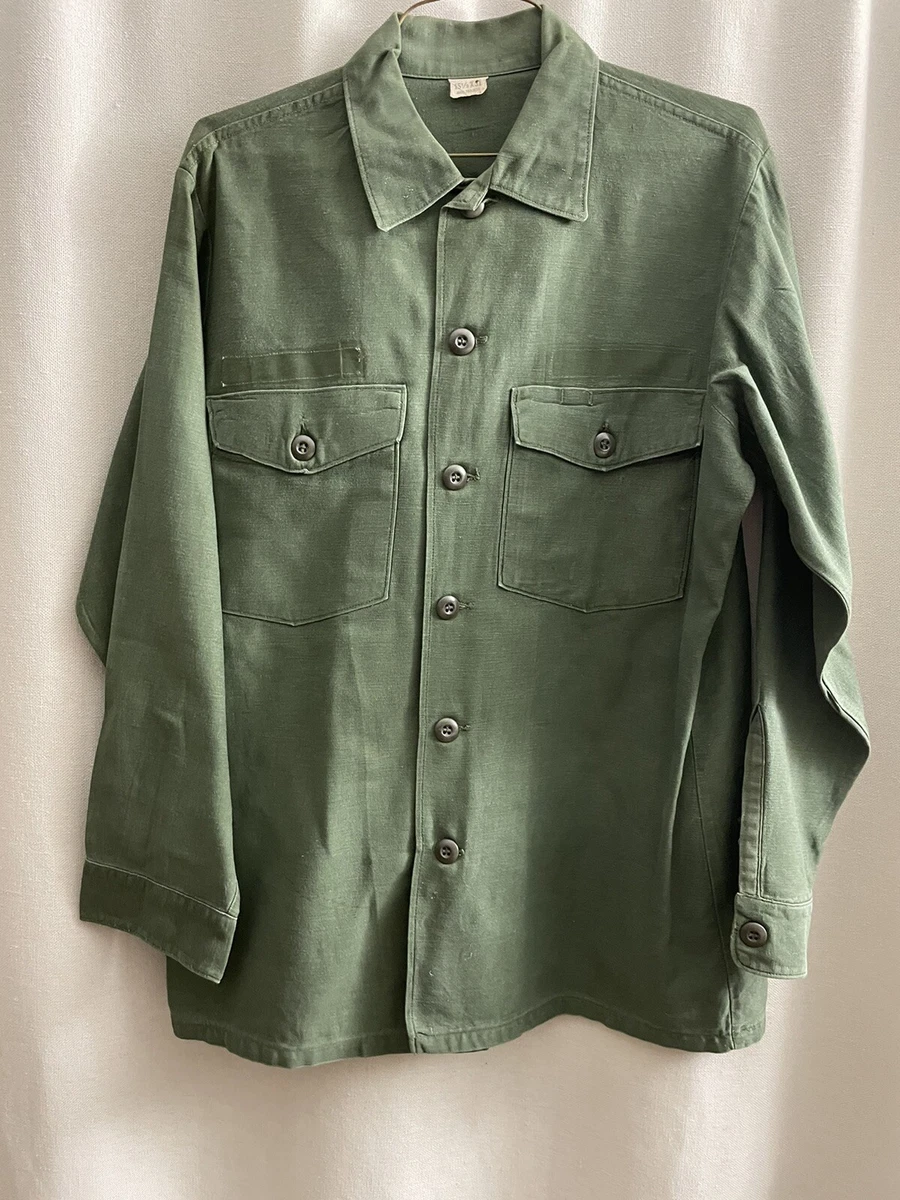 Vintage US Army Military Button Up Jacket Green M eBay